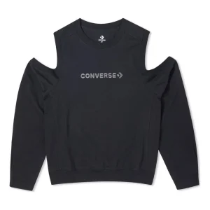 (WMNS) Converse Twisted Knits Cold Shoulder Top Asia Sizing 'Black' 10023190-A01