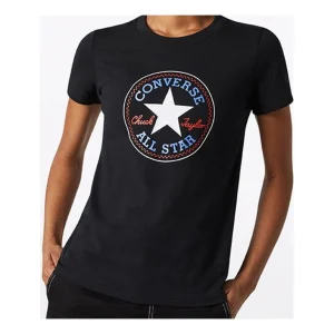 (WMNS) Converse Chuck Taylor All Star Round Neck Short Sleeve 'Black' 10017759-A03