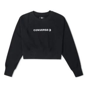 (WMNS) Converse Strip Wordmark Crew Asia Sizing 'Black' 10024731-001