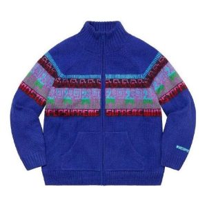Supreme Chullo WINDSTOPPER Zip Up Sweater 'Blue Red Grey' SUP-FW20-324