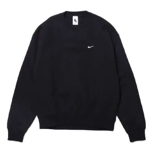 Nike Lab Fleece Crew Solid Color Stay Warm Sports Round Neck Pullover Black DA0318-010