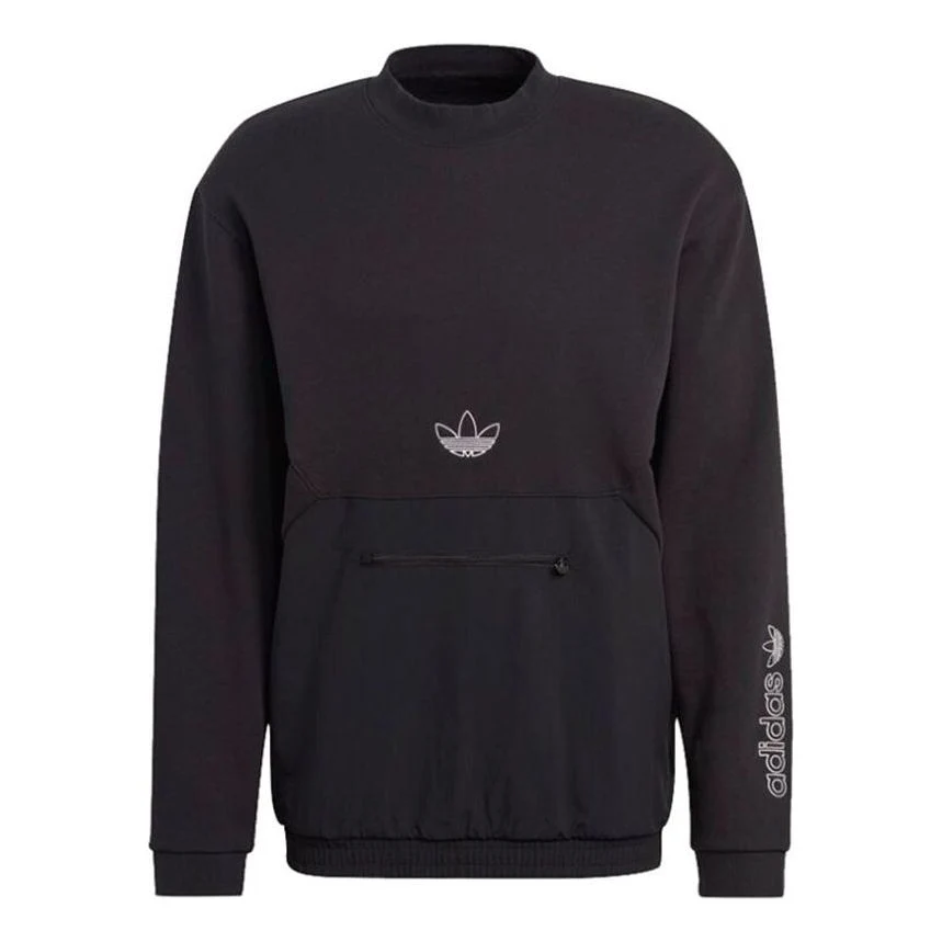 adidas originals Sprt Arc Crew Casual Sports Round Neck Long Sleeves Black GN2464