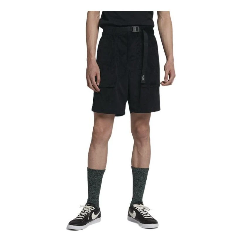 Men's Nike Solid Color Big Pocket Design Adjustable Belt Sports Straight Shorts Black AA1076-010