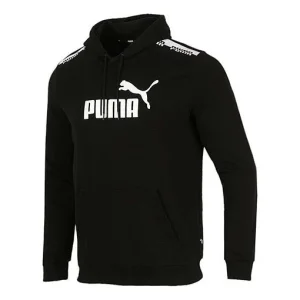 PUMA Amplified Logo Casual Sports Pullover Hooded Sweater Men's Black 588816-01