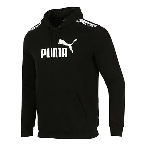 PUMA Amplified Logo Casual Sports Pullover Hooded Sweater Men's Black 588816-01