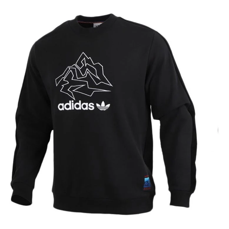 adidas originals Adv Crew logo Printing Casual Round Neck Pullover Sports Black GV0925