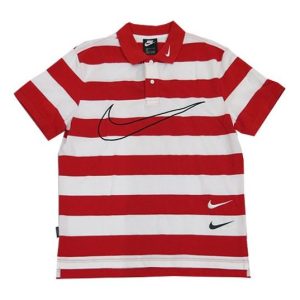 Nike Sportswear Swoosh Stripe Short Sleeve polo Red White Redwhite CJ4910-657