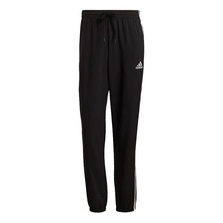 adidas Stripe Loose Straight Training Sports Pants Black GK8982