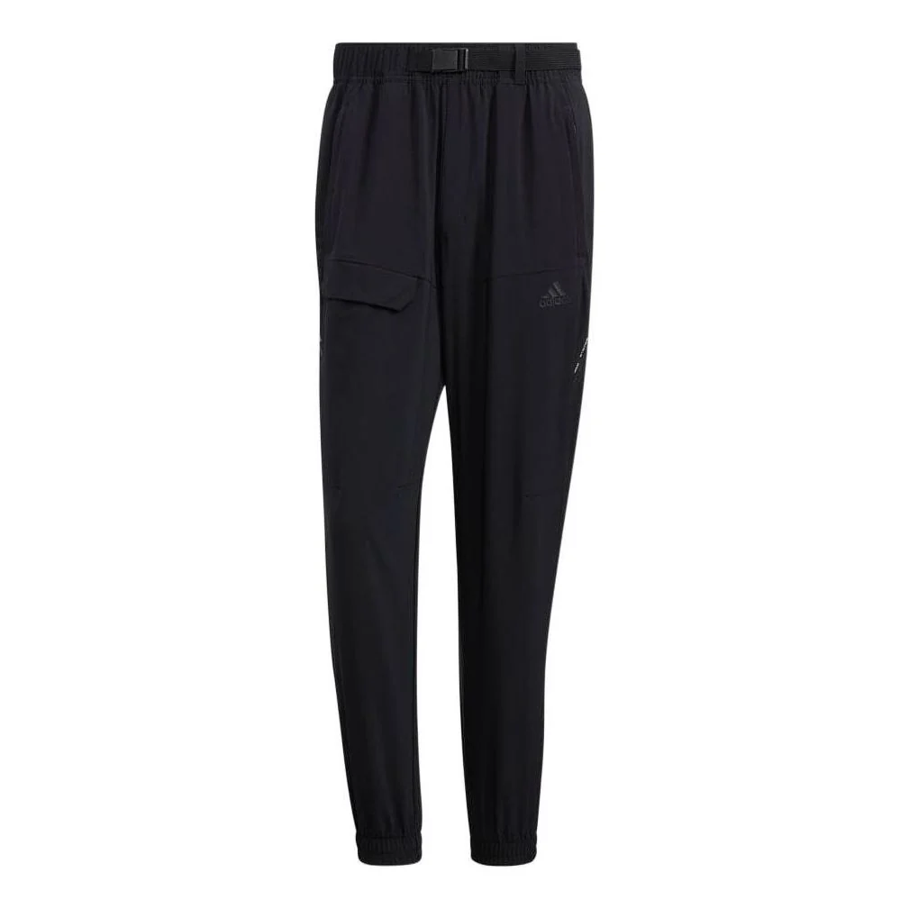 Men's adidas Solid Color Big Pocket Bundle Feet Casual Sports Pants/Trousers/Joggers Black HE9936