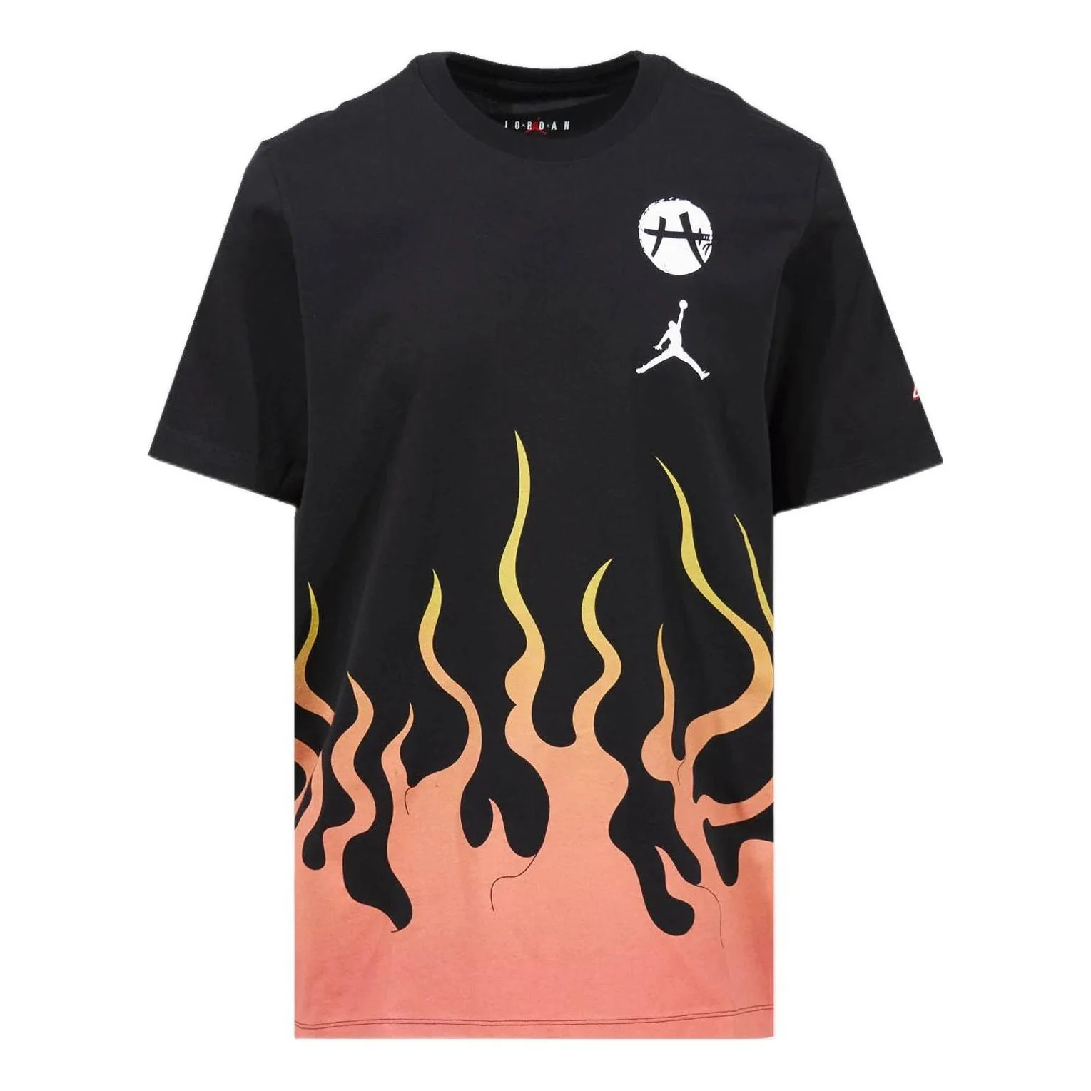 Men's Air Jordan Brand x Hachimura Rui Crossover Flame Logo Printing Short Sleeve Us Edition Black T-Shirt DV3131-010