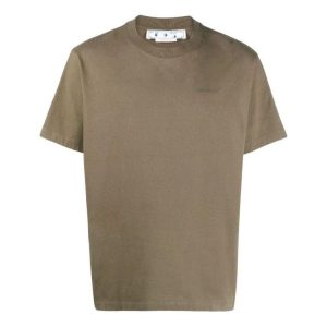 Off-White SS22 Logo Round Neck Printing Short Sleeve Ordinary Version Green OMAA027S22JER0045656