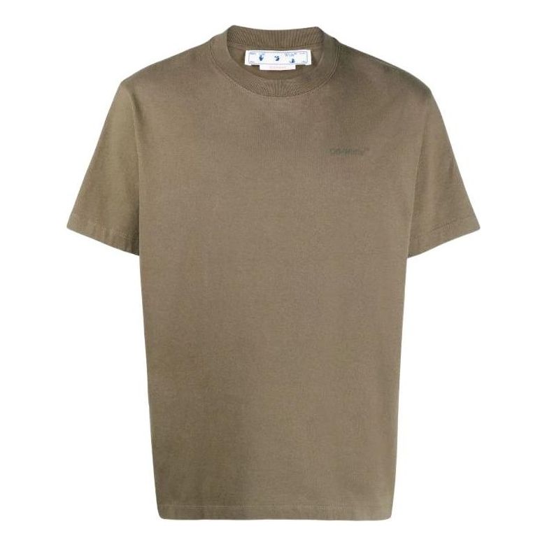 Off-White SS22 Logo Round Neck Printing Short Sleeve Ordinary Version Green OMAA027S22JER0045656