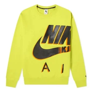 Nike Air x Kim Jones Crossover Logo Printing Fleece Round Neck Fluorescent Green DD0692-344