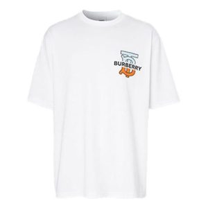 Burberry Logo Pattern Loose Short Sleeve For Men White 80321861