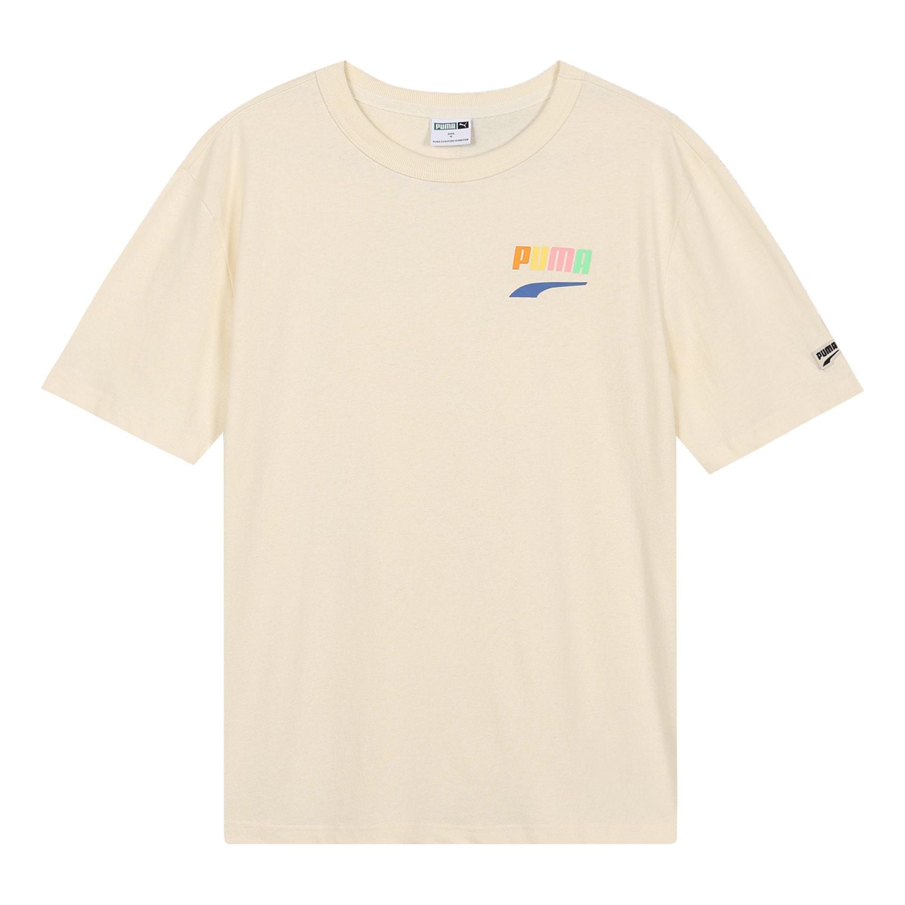 PUMA Sports Alphabet Cartoon Printing Round Neck Short Sleeve Beige 531335-75