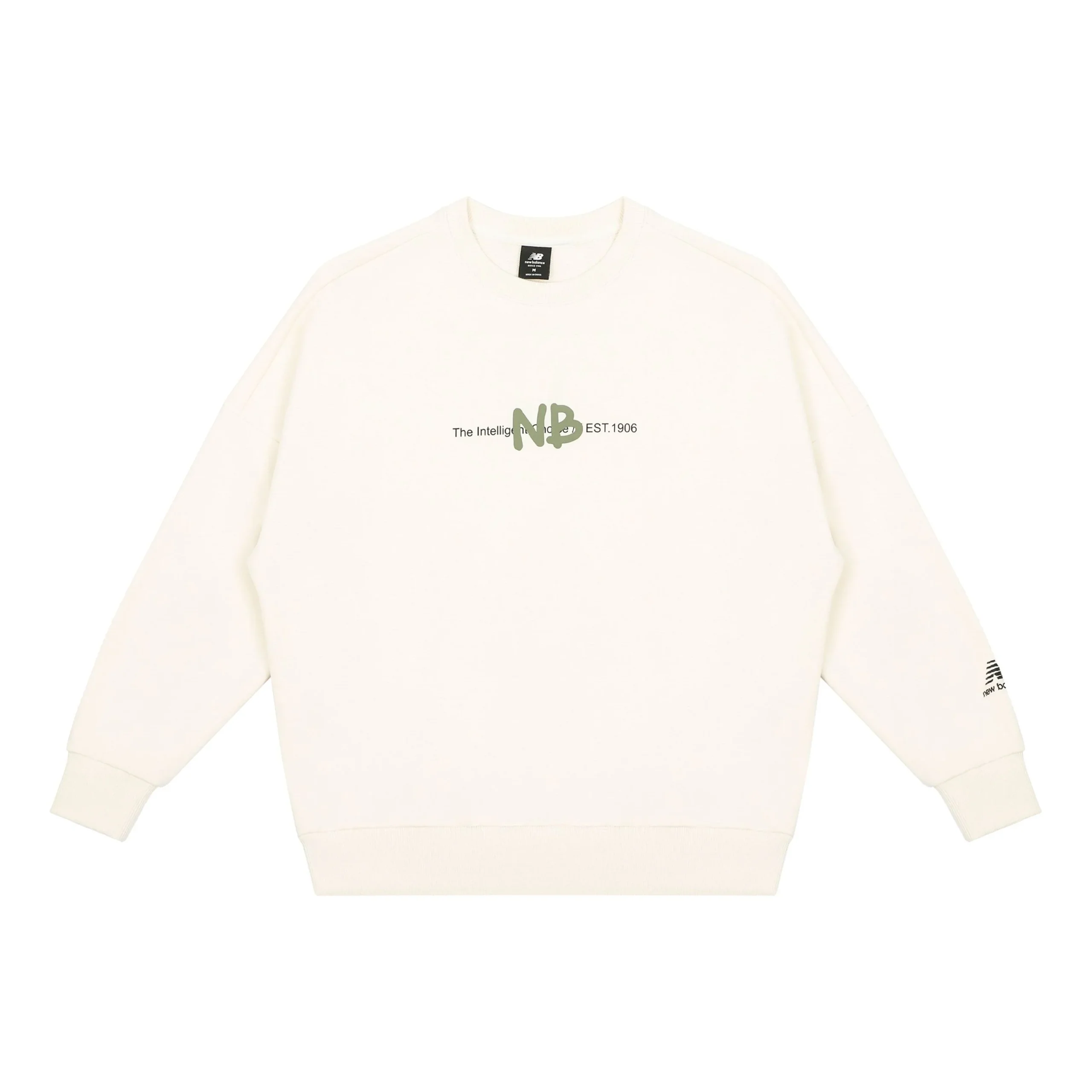 New Balance Logo Print Sweatshirt Asia Sizing 'White Green' AMT13365-IV