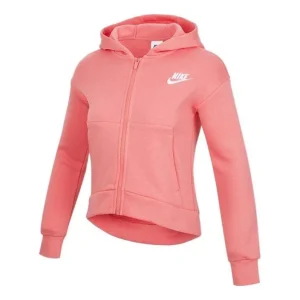 (GS) Nike Solid Color Logo Embroidered Zipper Jacket Boy Girls Pink DC7118-603