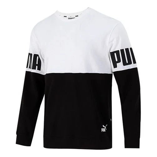 PUMA Colorblock Alphabet Round Neck Pullover Black White 847722-02