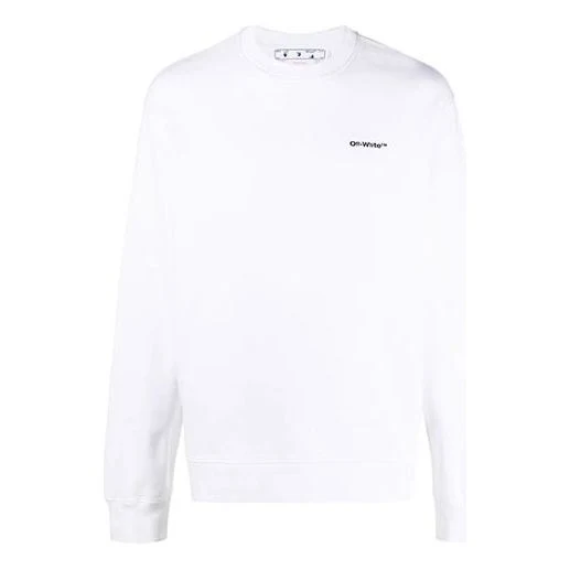 Men's Off-White FW22 Logo Printing Round Neck Long Sleeves Pullover Loose Fit White OMBA057F22FLE0110110