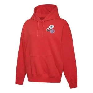 (WMNS) Converse Logo Printing hooded Drawstring Red 10020737-A02