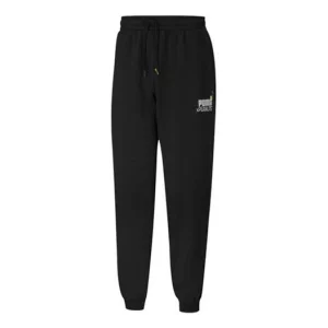 PUMA x Peanuts Snoopy Black Drawstring Sweatpants 'Black Grey' 530615-01