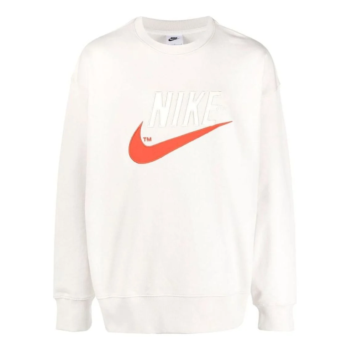 Men's Nike Swoosh Brand Logo Printing Round Neck Pullover Long Sleeves White DO8891-030