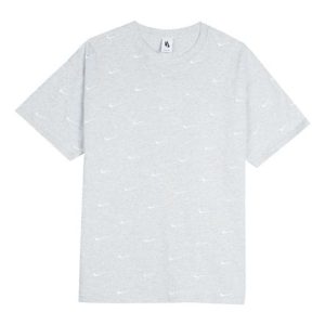 Men's Nike Nrg Swoosh Logo Tee Full Print logo Embroidered Short Sleeve Gray T-Shirt CK4094-050