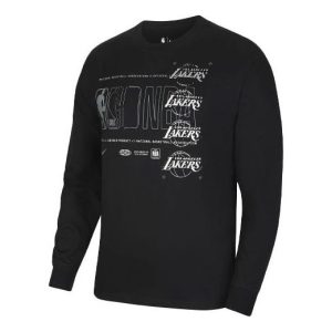 Nike NBA Courtside Los Angeles Lakers Athleisure Casual Sports Printing Round Neck Pullover Black CV5999-010