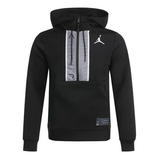 Men's Air Jordan Casual Sports Half Zipper Logo Jacket Black CK6454-010