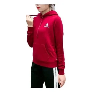(WMNS) Converse Star Chevron Embroidered Pullover Hoodie Asia Sizing 'Red' 10008923-A10