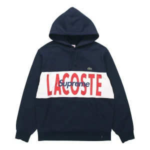 Supreme LACOSTE Logo Panel Hoodie 'Navy' SUP-FW19-513