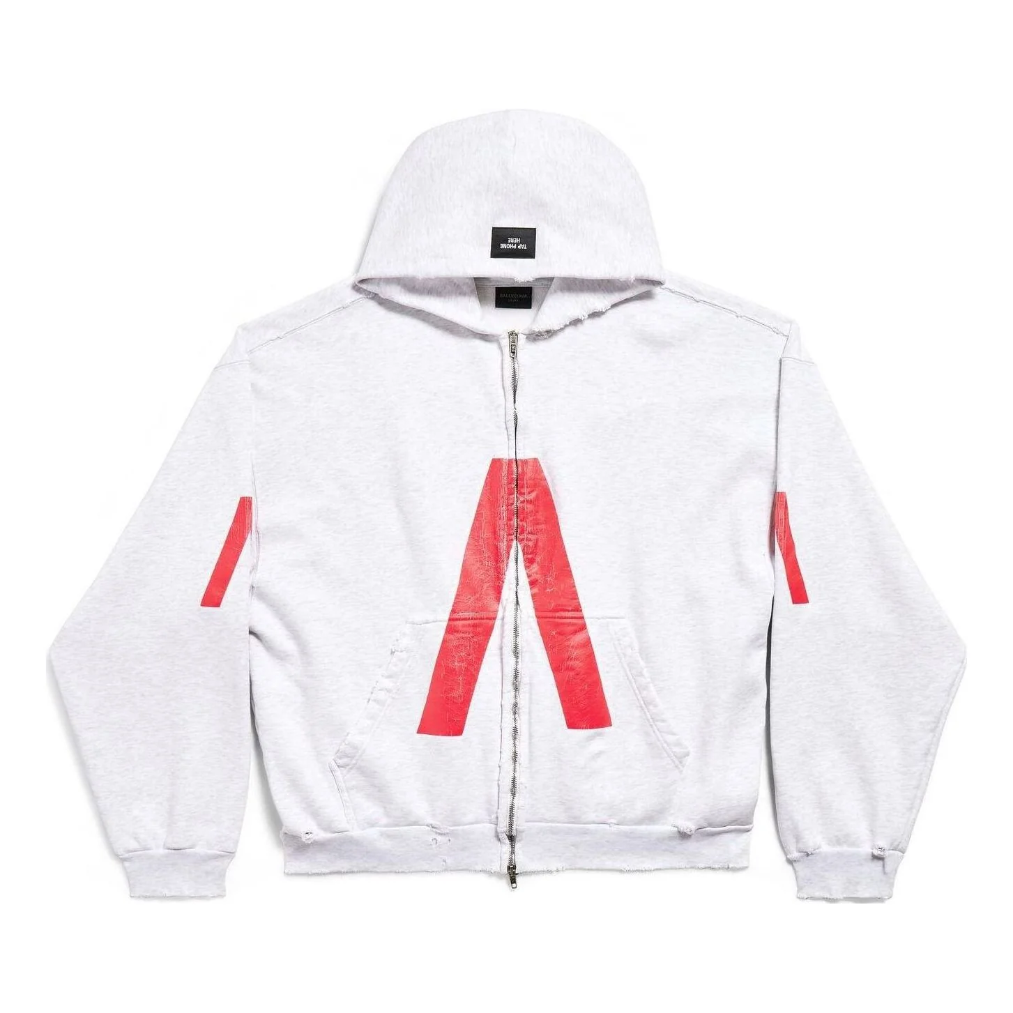 Balenciaga Music Archive Series Connected Zip Up Medium Fit Hoodie 'Light Grey Red' 744457TQVA61561
