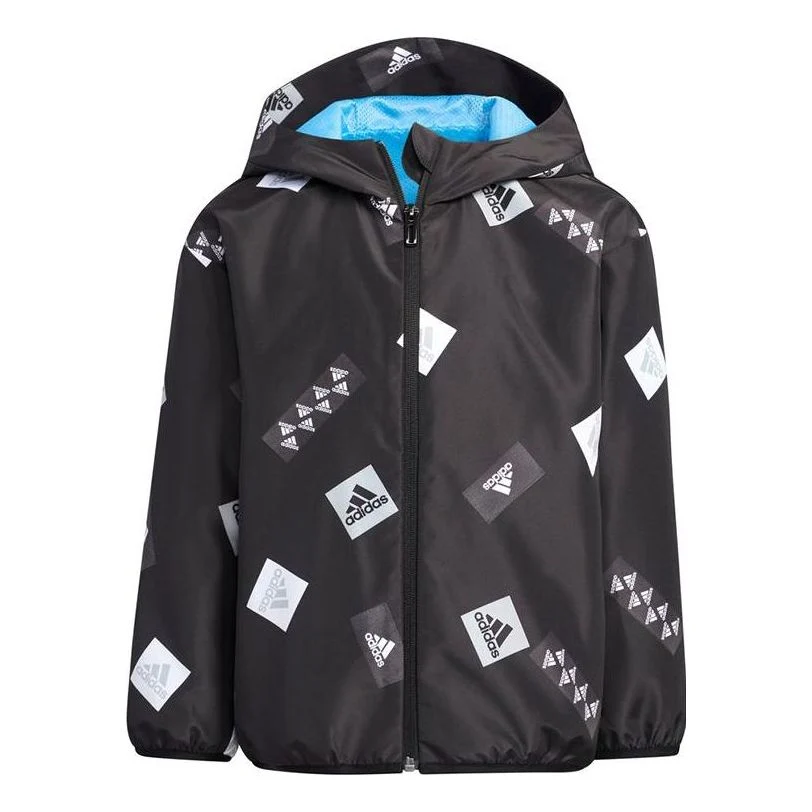 (PS) adidas Logo Hooded Jacket 'Black White' HM5272