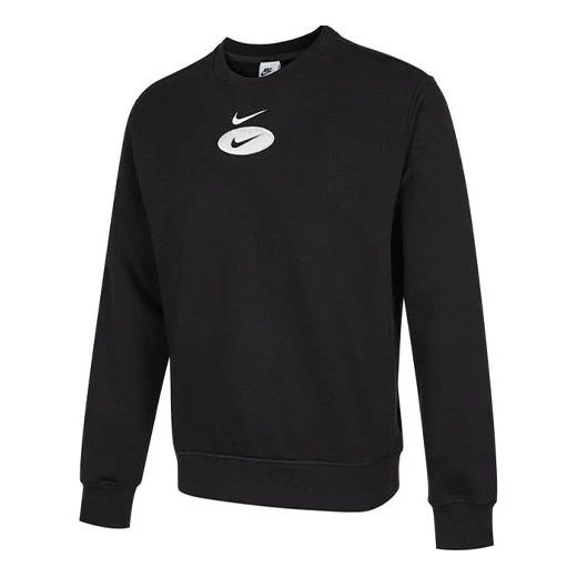 Men's Nike As Nsw Sl Bb Crew Casual Sports Fleece Lined Round Neck Long Sleeves Black DM5461-010