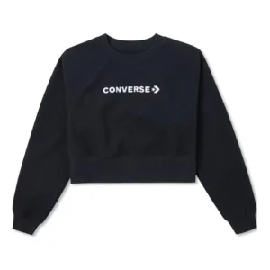 (WMNS) Converse Strip Wordmark Crew Asia Sizing 'Black' 10023978-A01