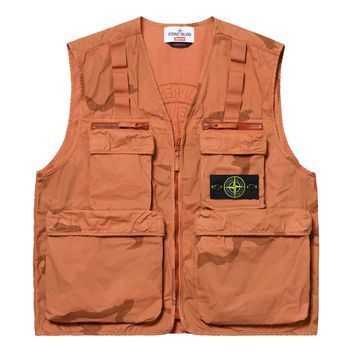 Supreme x Stone Island Water Resistant Brushed Cotton Canvas Vest 'Brown' SUP-SS19-402