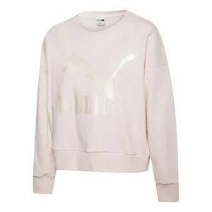 (WMNS) PUMA Printing Round-neck Sweatshirt Pink/Red 597405-87