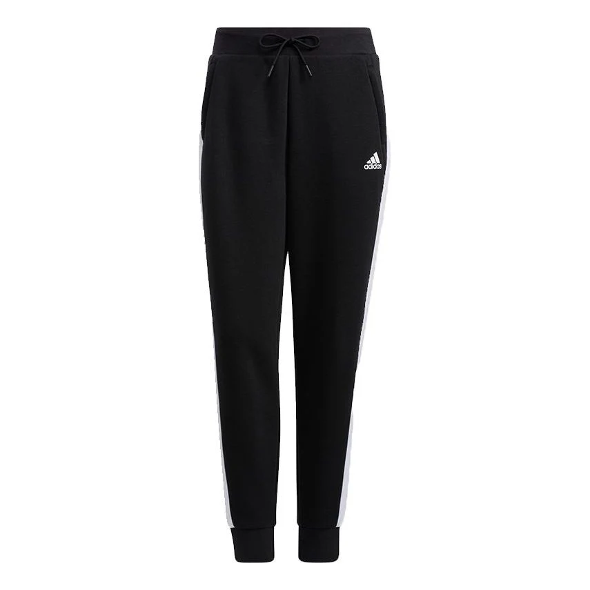 (WMNS) adidas Fleece Contrast Stripe Side Pants Asia Sizing 'Black' H09693