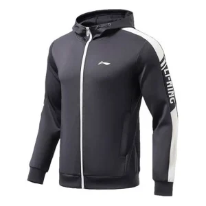 Li-Ning Logo Training Full Zip Hooded Jacket 'Ink Grey' AWDR459-4
