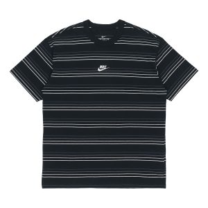 Nike Sportswear Embroidered Logo Stripe Loose Knit Sports Short Sleeve Black DB6532-010