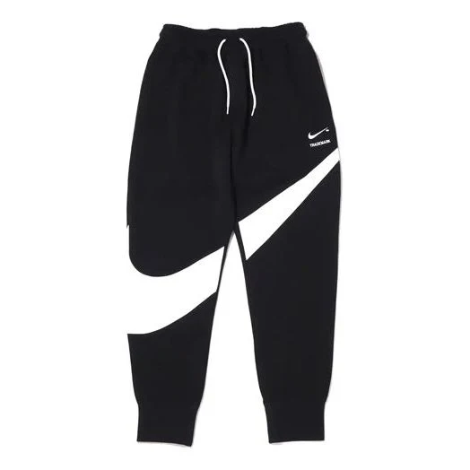 Men's Nike Large Logo Casual Knit Splicing Embroidered Sports Pants/Trousers/Joggers Autumn Black DH1024-010
