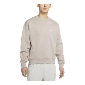 Men's Nike Lab Fleece Crew Solid Color Plush Stay Warm Sports Round Neck Pullover Yellow DA0318-245