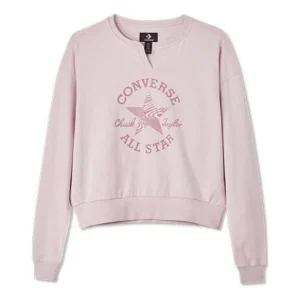 (WMNS) Converse Chuck Taylor Patch CrewNeck Sweatshirt Asia Sizing 'Pink' 10023715-A01