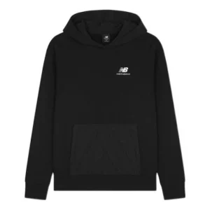 New Balance Athletics Quilted Fleece Hoodie Asia Sizing 'Black' MT23505-BK