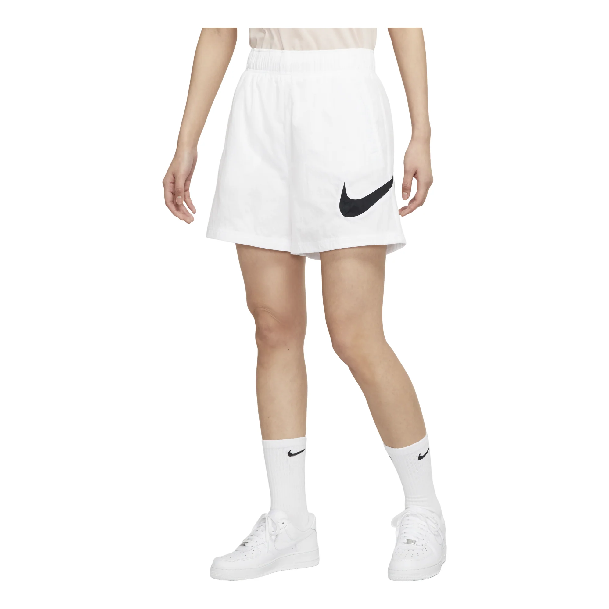 (WMNS) Nike Sportswear Essential High-Rise Woven Shorts 'White Black' DM6740-100