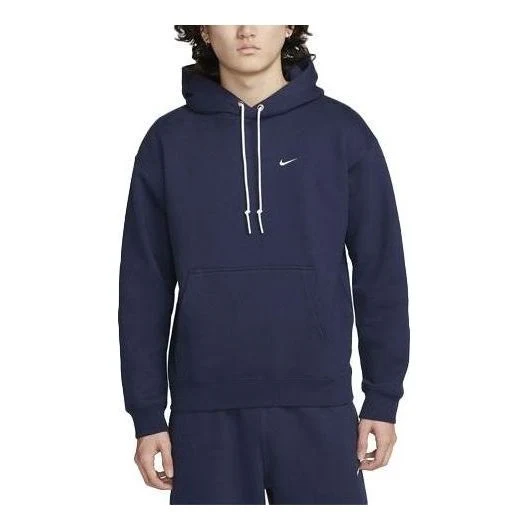 Nike Solo Swoosh Fleece Pullover Hoodie 'Navy' DX1356-410