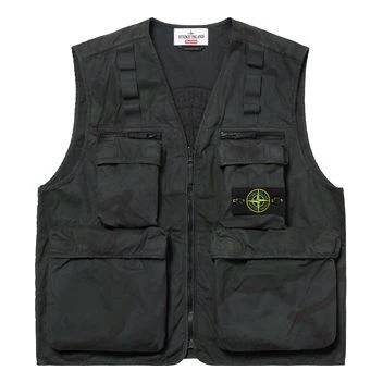 Supreme x Stone Island Water Resistant Brushed Cotton Canvas Vest 'Black' SUP-SS19-401