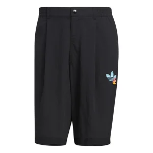 Men's adidas originals Y2K Shorts 2 Solid Color Logo Pattern Straight Sports Black HM8037