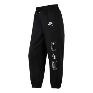 (WMNS) Nike Air Printing Sports Lacing Loose Bundle Feet Black Pants DD5426-010