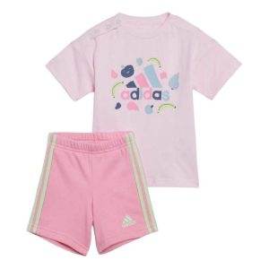 (TD) adidas Essentials Allover Print T-shirt Set Asia Sizing 'Pink' IS2680